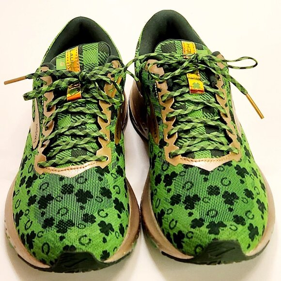 Womens 9 M Brooks Launch 6 St Patrick’s Day Green Shamrocks Running Lucky Shoes - Picture 5 of 16
